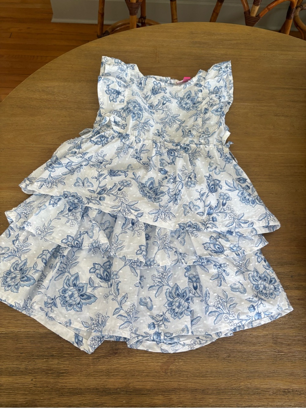 Penelope Mack White & Blue Floral Print Skirt & Top Set size 7